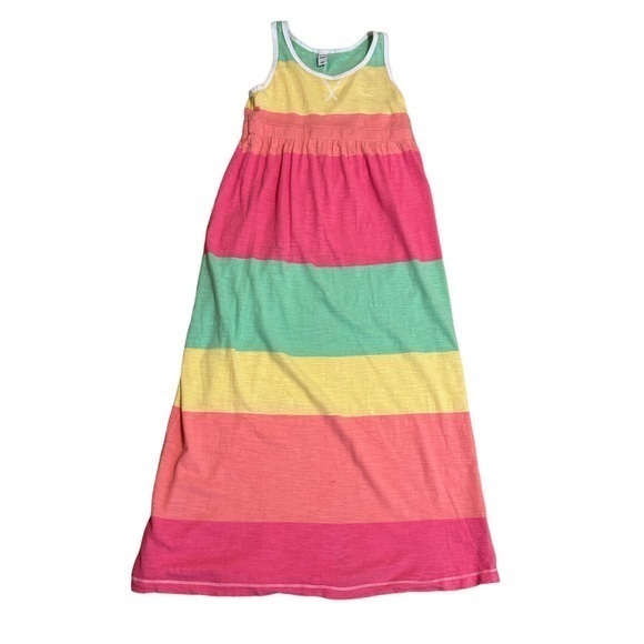 Old Navy Girls Sz Medium Sherbet Color‎ Stripe Maxi Dress Rainbow Beach Easter - Picture 1 of 6